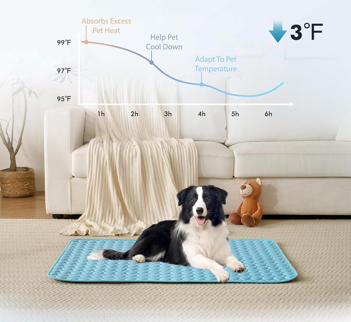 PawBreeze – Instant Cooling Pet Mat – Blue / XS: 40×30 cm | 16×12"
