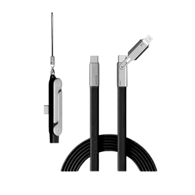 Power360 – Ultra-Fast Cable with Adjustable Phone Holder – Black / 1 PC