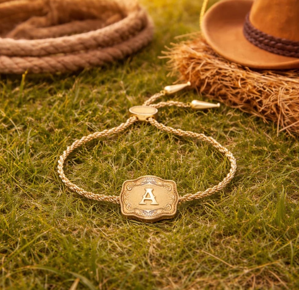 LetterLuxe Glow – Adjustable Name Bracelet – Gold / A