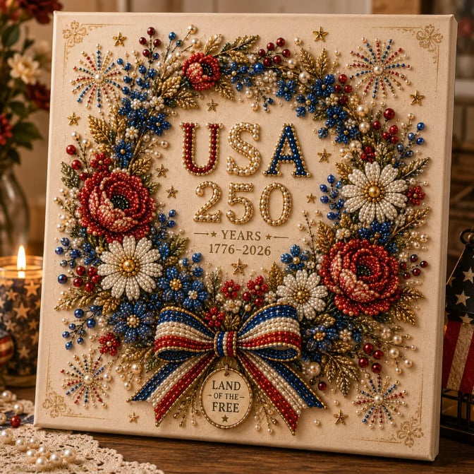 PatriotPearl – Anniversary Craft Masterpiece – ️ Land Of The Free Wreath