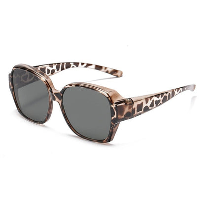 VisionGuard - UV400 Over-Glasses Polarized Sunglasses – Grauer Leopardenmuster