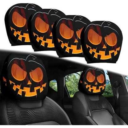 CartoonCush – Playful Headrest Cover – Spooky Pumpkin / All Seats (4 pcs)