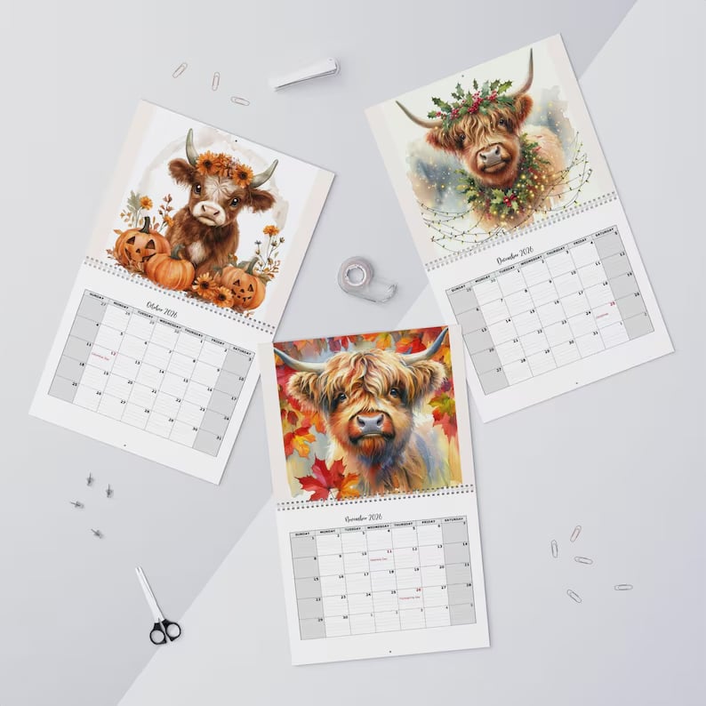 HighlandHugs – 2026 Cute Highland Cow Wall Calendar – image 5