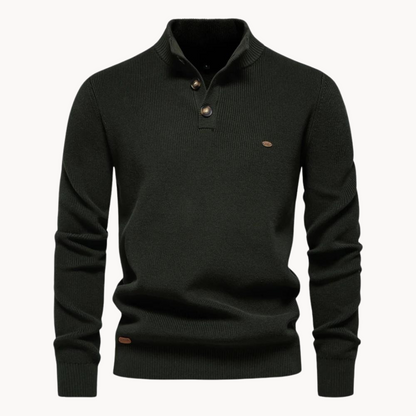 Ashton Button Mockneck Sweater – Green / S
