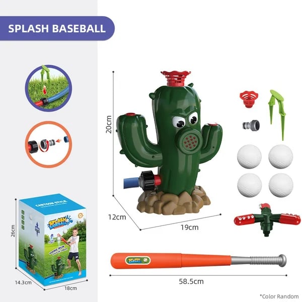 AquaSwing – Fun Water Spray Baseball Game Toy – Cactus / Upgraded 360° Roating Sprinkler Baseball Set