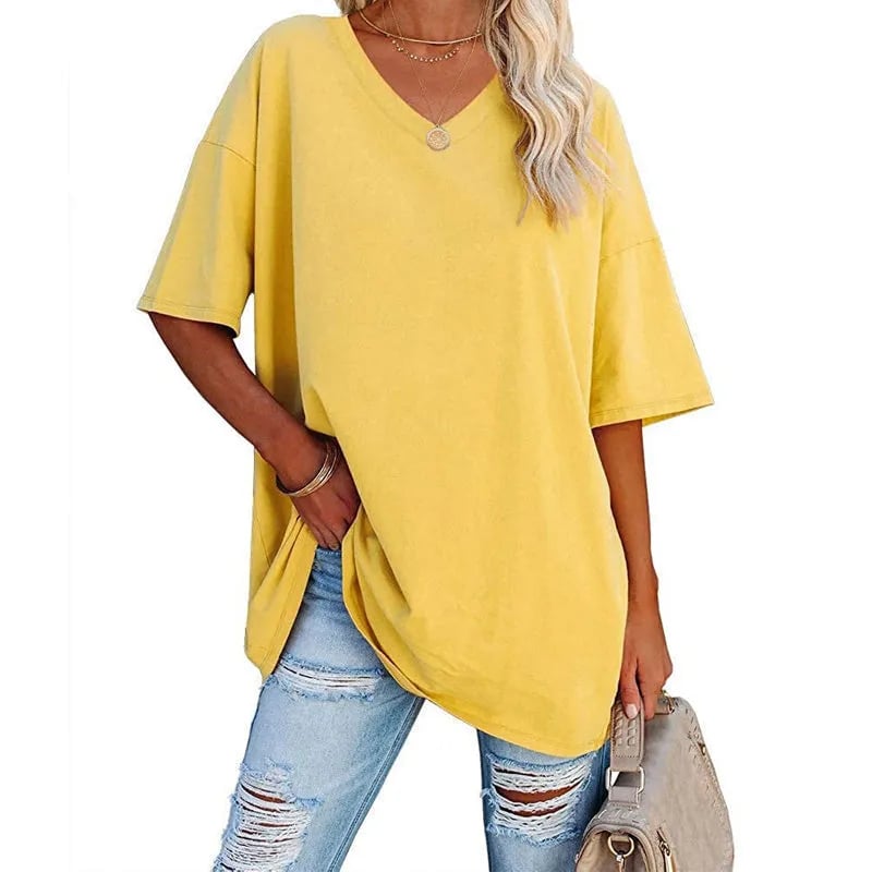 LunaWear – Summer New Women’s Loose T-Shirt – Yellow / S