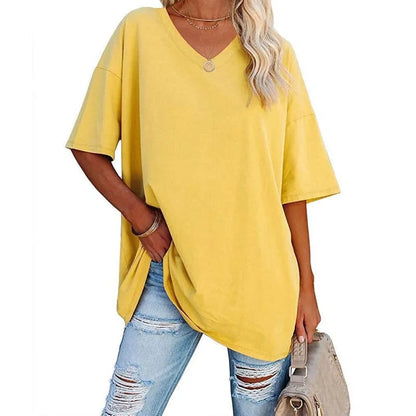 LunaWear – Summer New Women’s Loose T-Shirt – Yellow / S