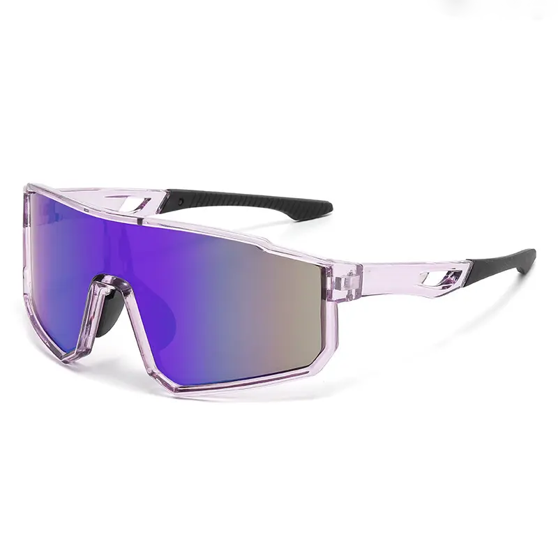 VisionForce – Colorful Mirrored Cycling Sports Eyewear – Transparent Purple