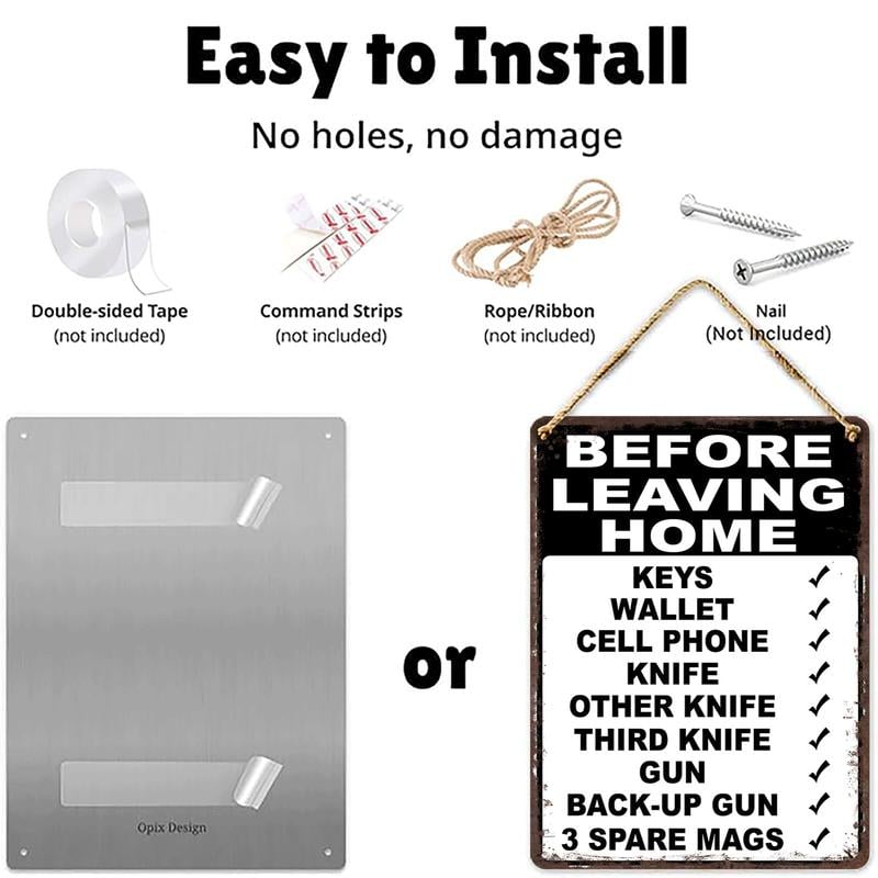 HomeHype – Funny “Before Leaving Home” Metal Sign – image 3