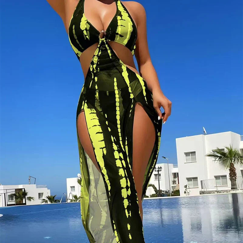 StripeWave | Two-Piece Swimsuit – Yellow / S
