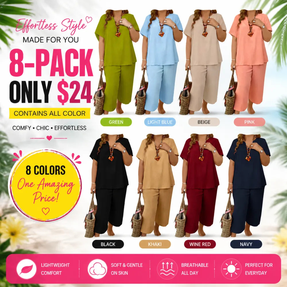 SoftEase – Relaxed Fit Outfit Set – 8-SETS (one of each color) / XS