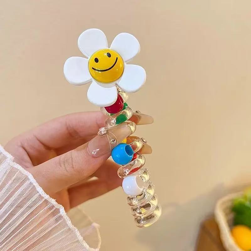 CoilLuxe – Premium Spiral Hair Ties Pack – White Sunflower