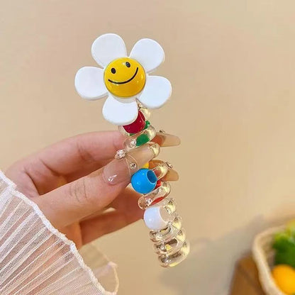 CoilLuxe – Premium Spiral Hair Ties Pack – White Sunflower