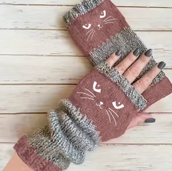 WarmHands – Stylish Knitted Fingerless Gloves – Khaki