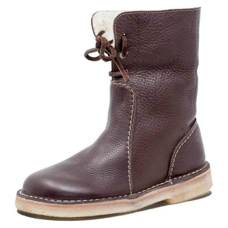 WATERPROOF LEATHER POLAR BOOTS WITH WOOL LINING – Dark brown / 35