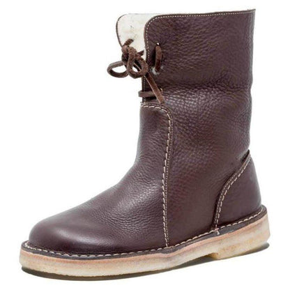 WATERPROOF LEATHER POLAR BOOTS WITH WOOL LINING – Dark brown / 35