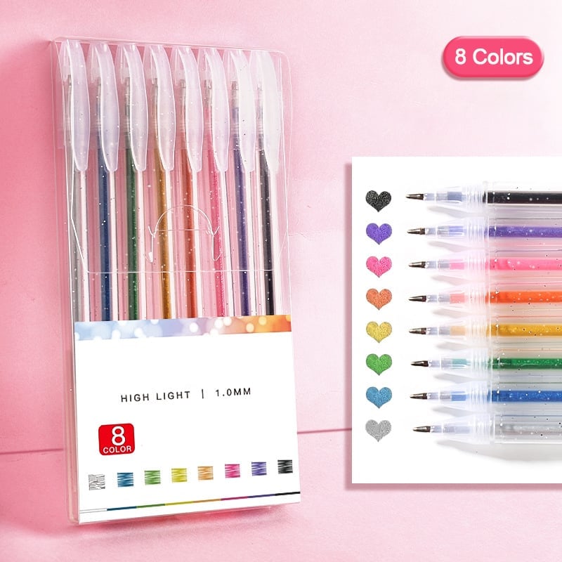 SparkWrite - Bold & Colorful Gel Pen Collection – Set of 8 colors