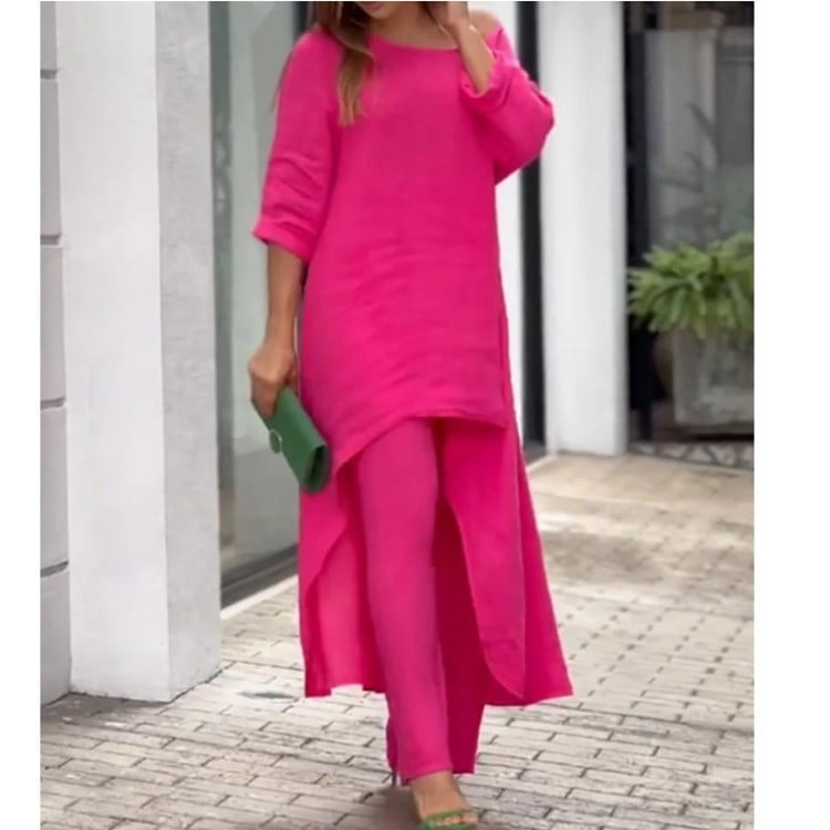 PureComfort Set – Round Neck Two-Piece Wear – Rose / UK 8-10/S
