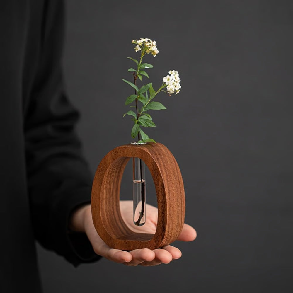 NatureNest – Solid Wood Glass Flower Vase – image 4