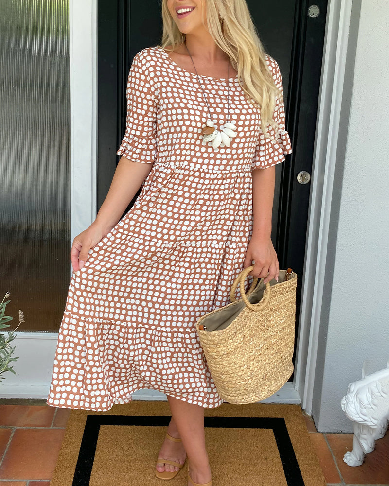 EveCharm – Polka Dot Round Neck Midi Dress – image 9