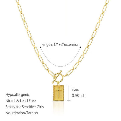 Cruxelle – Cross Pendant Paperclip Chain Necklace – image 2