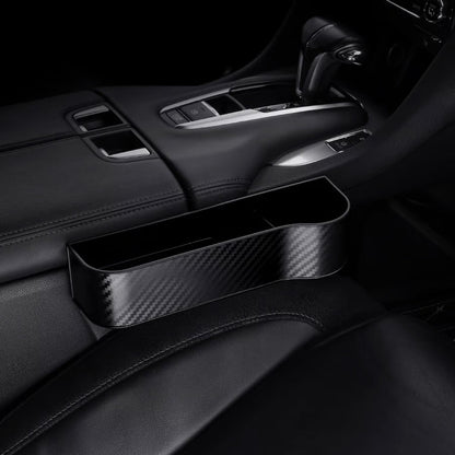 DriveMate – Multi Pocket Leather Car Seat Storage Organizer – Black / Right Seat / Carbon Fiber