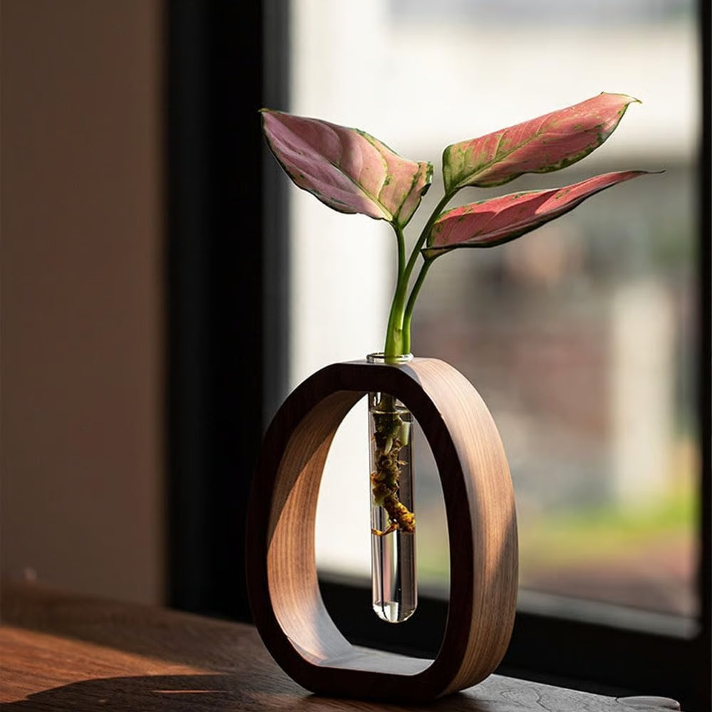 NatureNest – Solid Wood Glass Flower Vase – image 3