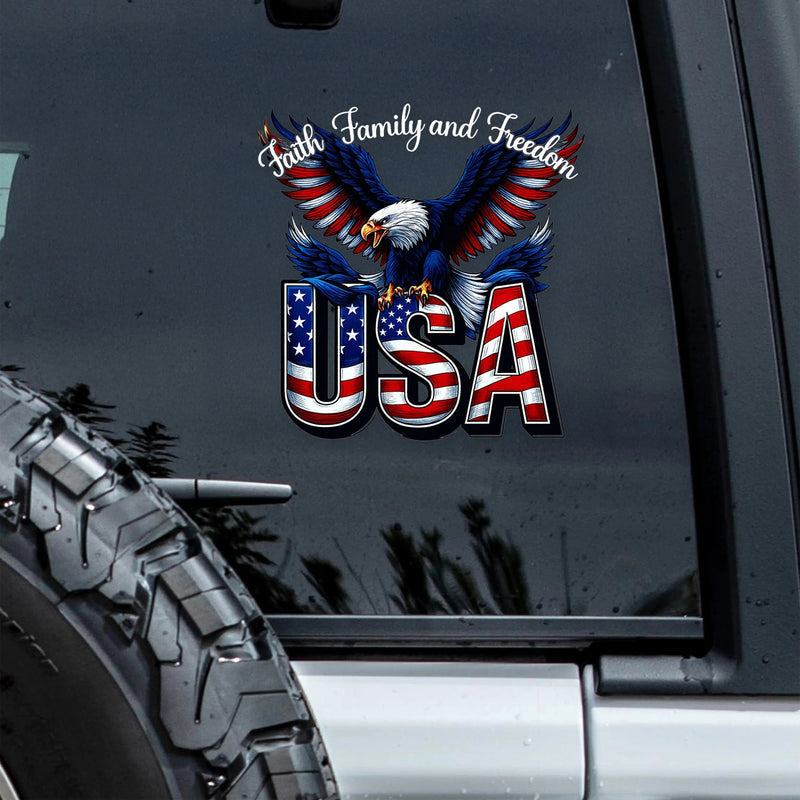 LibertyMark – America 250 Years Faith Family Freedom Car Decal – 6 x 6 inch / Pack 1