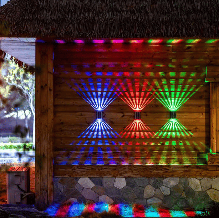BrightRay – Outdoor 4 LED Solar Wall Lights – Multi-colored light