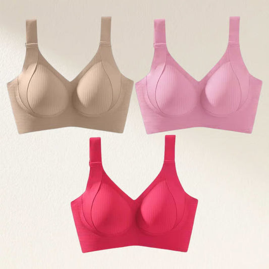 VistaEase – Adjustable Multi-Way Wireless Everyday Bra – Khaki+Pink+Rose Red / 34