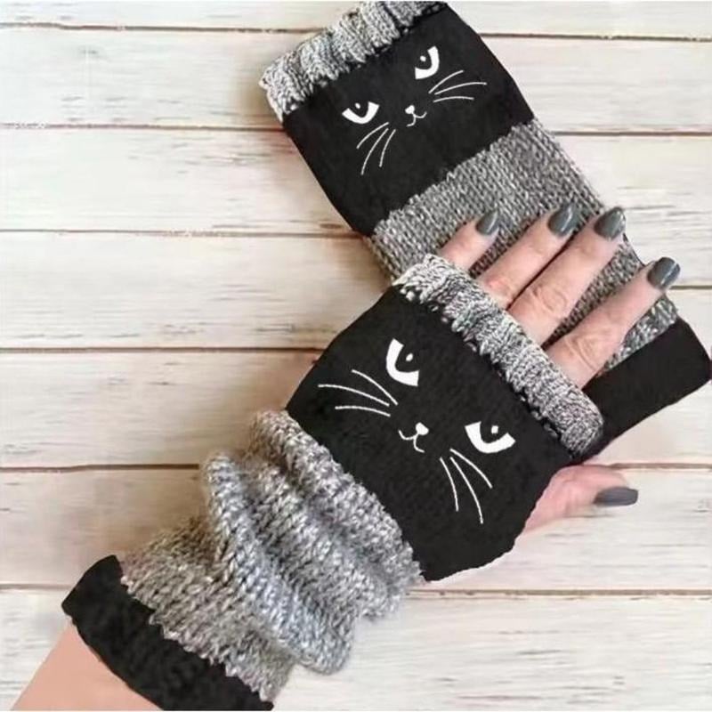 SnugglePaws – Stylish Fingerless Cat Gloves – Black