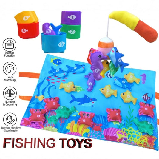 TitanGrowth – Educational Montessori Fish Sorting Station – Ocean Set – 15 Fish + 1 Rod + 5 Cups + 1 Storage Bag