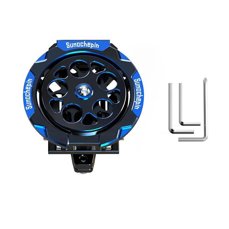 RideSecure – Folding Rotating Aluminum Cup Holder – Black and blue