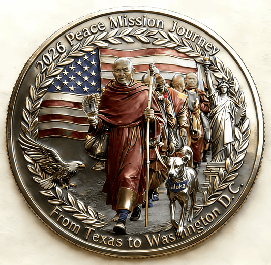 AlokaLegacy – Walk for Peace Commemorative Coin – Buy 1 / ️All proceeds will be donated to support the monks' journey, including medical supplies for Aloka and basic necessities for the group