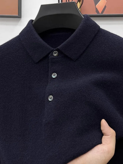 PrestigeKnit – Men's Cashmere Polo Sweater – Black / S