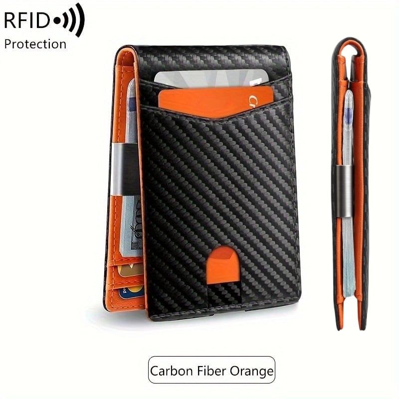 MetroFold – Minimalist Slim Wallet for Men – Black Orange