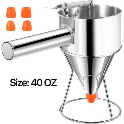 DoughDrip – Precision Batter Control Dispenser – Stainless Steel Funnel (40OZ)