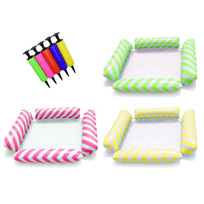SunFloat Elite – Water Relax Hammock – diagonal stripes - (green+rose red+yellow)