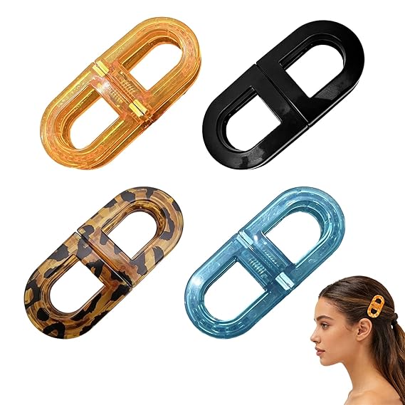 MagnaClip – Smart Magnetic Hair Clips – All Colors ( 4 pairs): 1 × Blue + 1 × Orange + 1 × Black + 1 × Leopard Print