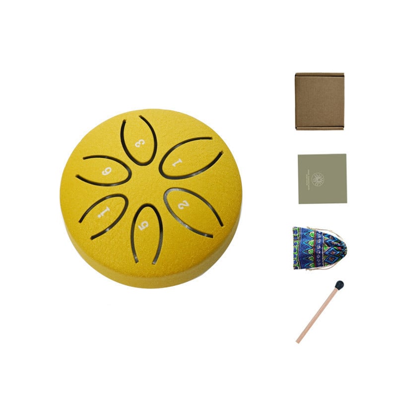 NatureBeat – Outdoor Steel Rain Drum with Finger Picks – Gold (3'')