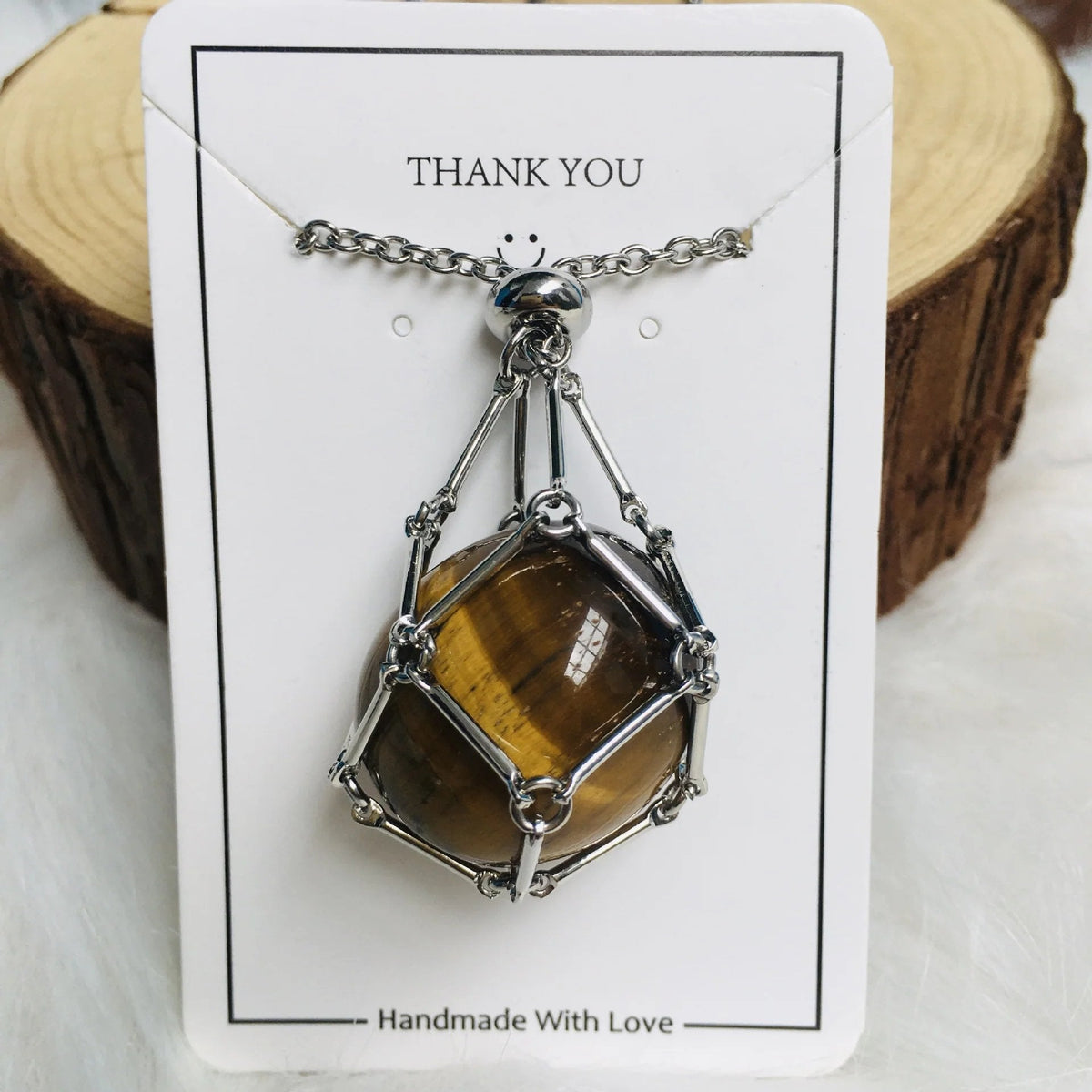 SoulBound - Natural Healing Crystal Necklace – Tiger Eye / Silver