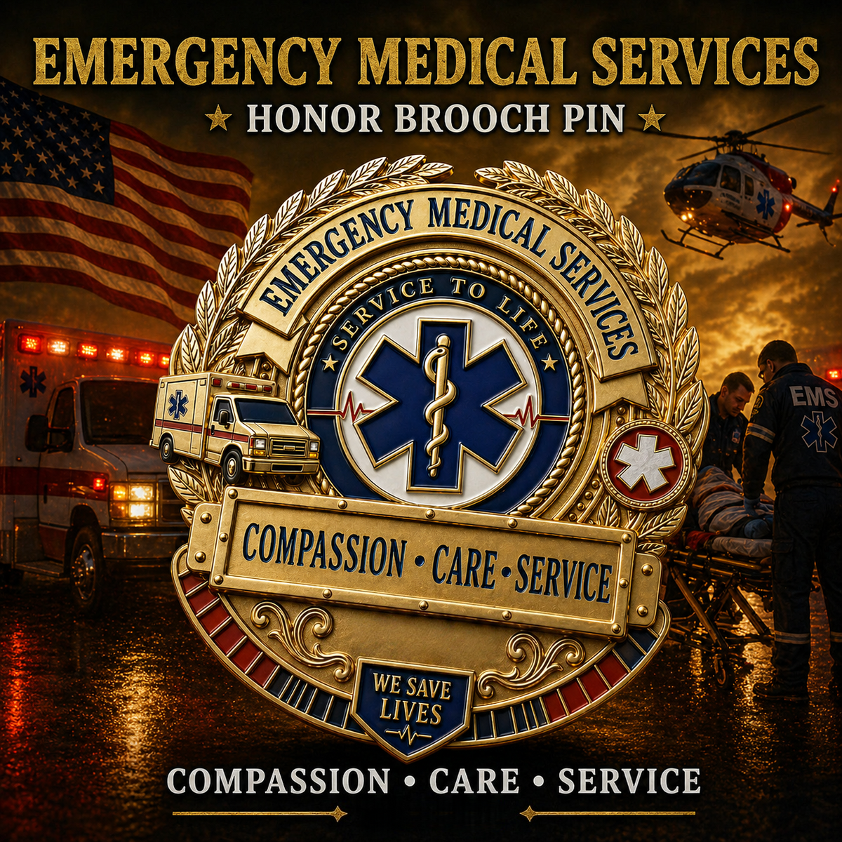 RescueStar – Emergency Medical Services Badge Pin – image 2