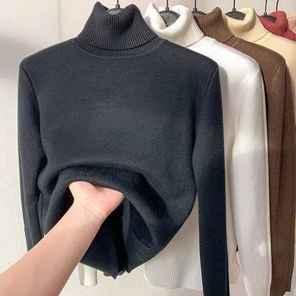 GlowThread – Cozy Turtleneck Pullover Sweater – Black / One size