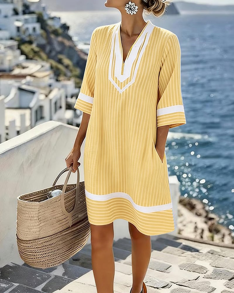 UrbanStripe - Pocket Dress For Everyday Summer Shift – Yellow / US6(M)