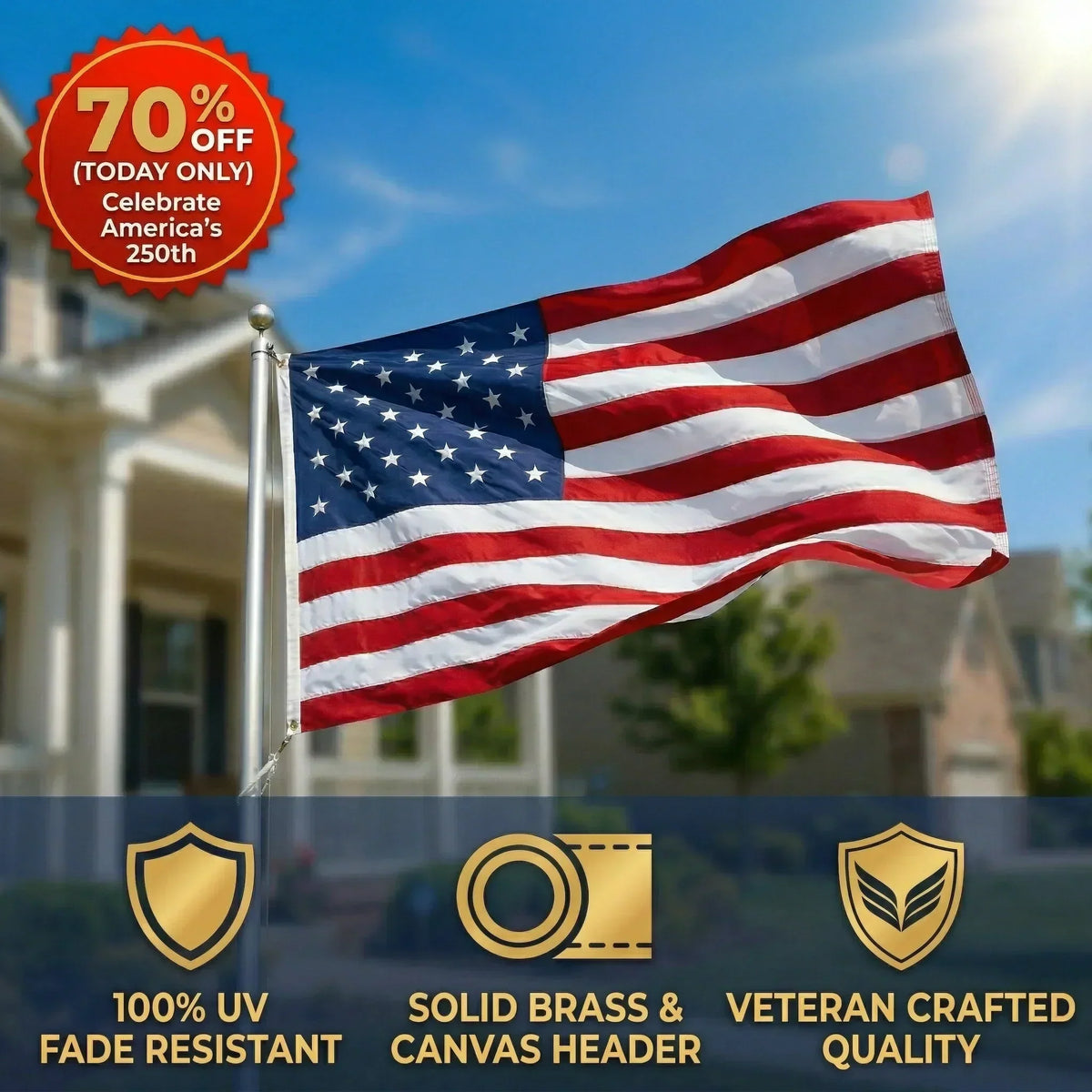 AmericanFlag – 250 Years of Freedom Edition – 2×3FT — Entryway Flag