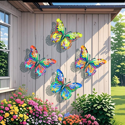 FlutterGlow – Metal Butterfly Wall Art – Buy 2 Sets Save $8 (Family package8 pcs)