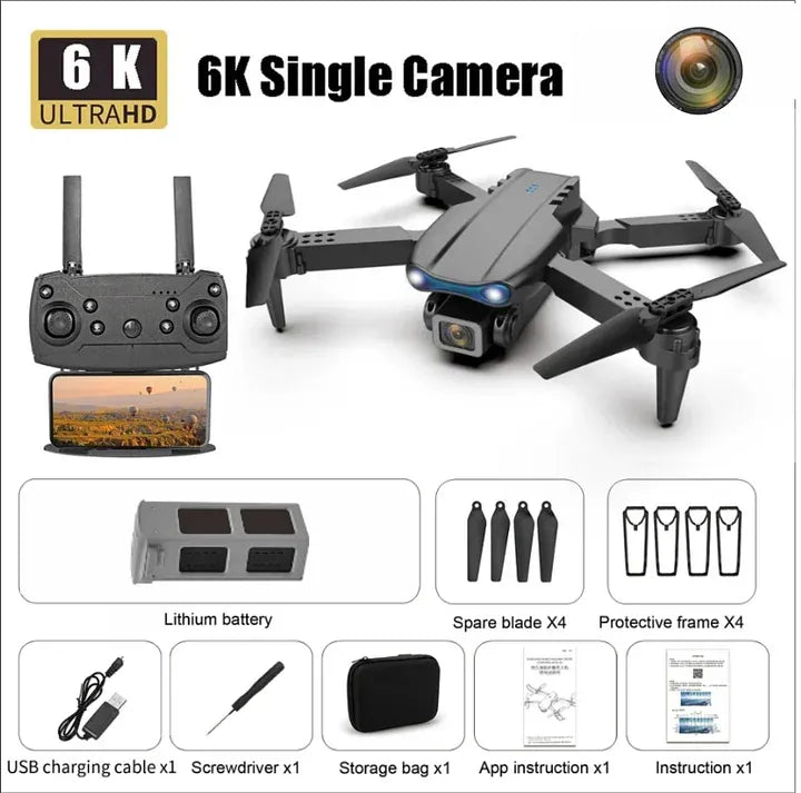 2026 New Professional Drone | 4K Camera | 5G | 3-Axis Gimbal | 360° Obstacle Avoidance Technology – BLACK / 1 Battery