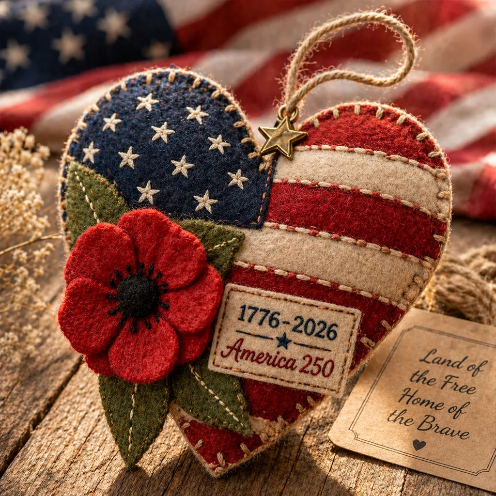 PoppyCraft – DIY Patriotic Cross Ornament Kit – Heart