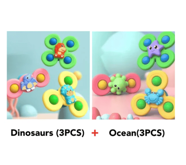 SpinBloom – Interactive Baby Spinner Set – Dinosaurs+Ocean (6 PCS)
