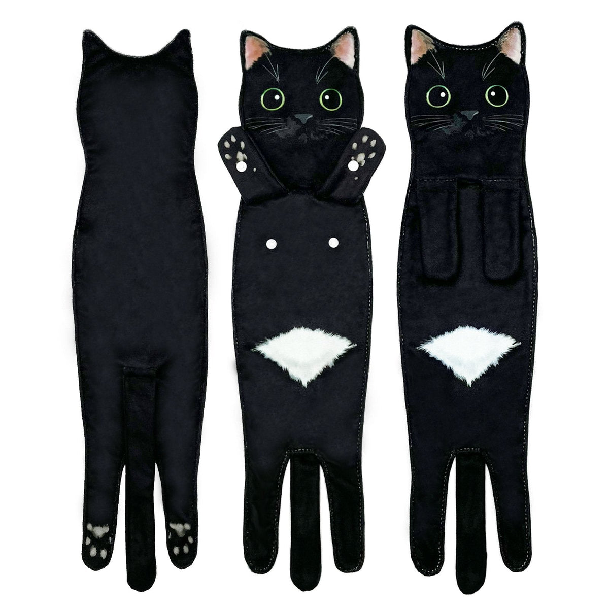 PurrfectlyClean – Humorous Cat Print Hand Towels – Black Cat